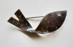 Modernist ~ Anna Halisi ~ Sterling Silver Fish Brooch ~ Georg Jensen Era ~ MCM