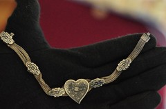 Vintage European Sterling Silver Niello Heart Bracelet – Multi‑Chain, 7″, 20g