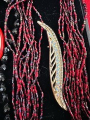 Vintage Estate Lot Of 13 Pieces Of Costume Jewelry Bohemian Glass