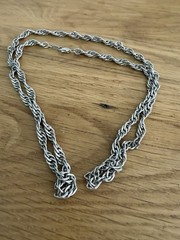 VINTAGE TAXCO MEXICO 925 STERLING SILVER TWISTED CURB LINK ROPE NECKLACE