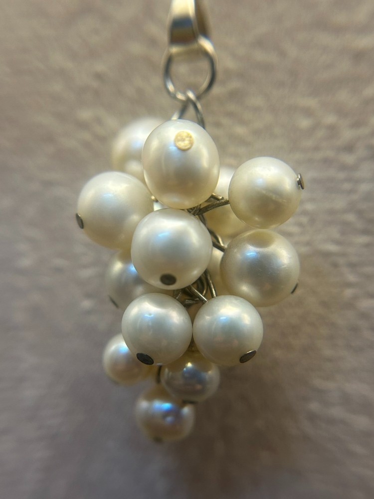 Vintage Japanese Genuine Freshwater Pearl Grape Cluster Pendant White Pearl 1.5″