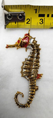 Vintage Seahorse Figural Brooch Pin Nautical Coastal Enamel Made Spain Beach