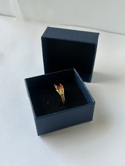 Vintage Red Cubic Zirconia Ring Gold Plated Womens Size 7