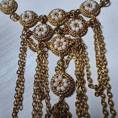 Vintage Bijoux Terner Gold Tone Necklace Multi Strand Dangle Tassel Beads Signed