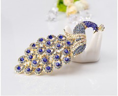 Elegant Blue Peacock Brooch Pin Crystal Rhinestone Bird Jewelry Gift Jewelry