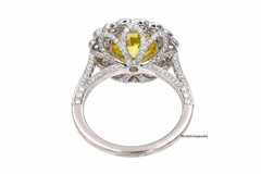 Flower with 6.84CT Fancy Vivid Yellow Color Center Gemstone With Round CZ RingFN