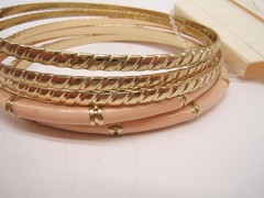 VTG LAUREN CONRAD 5 BANGLE BRACELETS 2 ENAMEL 3 GOLD TONE ORIGINAL TAG