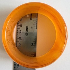 Vintage lucite acrylic bracelet orange swirl wide 1.5 chunky translucent