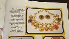 VTG JULIANA D&E Dangling Charm Necklace Pierced Earring Set Ref # 23 Book Pieces