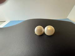 Vintage Signed NAPIER White Ball Round Shape Clip-On Earrings