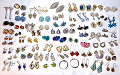 Lot 65 Vintage Earrings Sterling Silver Signed Handmade Trifari Dangle Pierced +