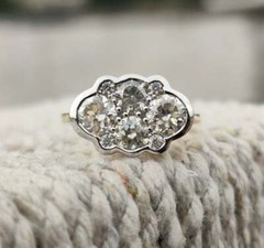 Art Deco Style Round Cut Lab-Created Diamond 14K Yellow Gold FN Anniversary Ring