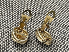 Vtg European 835 Silver Pair of Clip on Earrings w/ Red & Clear Stones Crystals