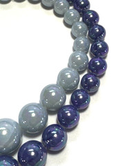 Vintage Necklace SIGNED JAPAN Blue Iridescent Beaded Bib Choker Peacock Beaded 9