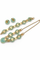 1960s Aqua Resin Necklace Bracelet Earring Set Mid Century Mod Statement