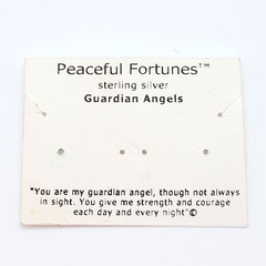 Red Rhinestone Guardian Angel Necklace Earring Set with Card Vintage 1990s