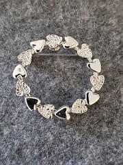 Silver Tone Heart Circle Brooch Pin. Mother’s Day Gift.