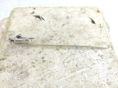 Vintage / Antique 14K White Gold , Sapphire & Diamond Stick Pin J Estate Find !