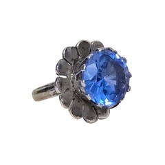 Vtg Large Sky Blue Faceted Topaz Flower Sterling 925 Ring Solitaire Mexico Sz 6