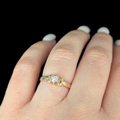 Vintage Old European Cut Diamond 14k Yellow Gold Ring by Lander Bros Engagement