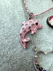 5 Necklaces LOT Girly long heart Y2K 1990s 2000s pink colorful jewelry costume