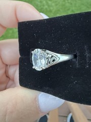 Oval 10mm Cubic Zirconia Solitaire Ring Silver Tone with Earrings