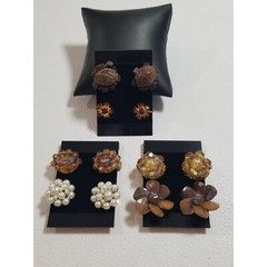 Vintage Clip Earrings Japan West Germany Austria Italy Crystals Faux Pearl Set 6