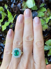 Art Deco Style Green Lab Created Diamond Halo 14K White Gold FN Engagement Ring