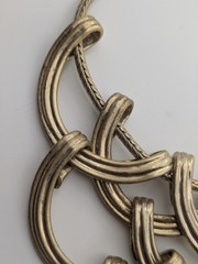 VTG St. Thomas Heavy Gold Tone Interlocking Crescent Bib Statement Necklace 117g