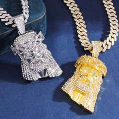 Zinc Alloy Diamond-studded Vintage Portrait 24″ Cuban Chain Hip Hop Necklace