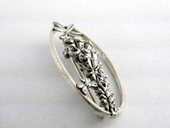Vintage MASJ Maureen Ann Story Jones 1990 Silver Plated Pewter Foxglove Pin 9.2g