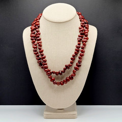 Artisan Hand Strung Red Seed Nut Bead Single Strand Infinity No Clasp Necklace