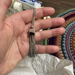 VTG Monet Necklace 24” With Tassel Pendant Silver Tone