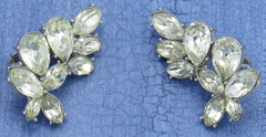 Signed Givenchy EARRINGS New York Paris Clear Crystal Rhinestone Hinged Clip On