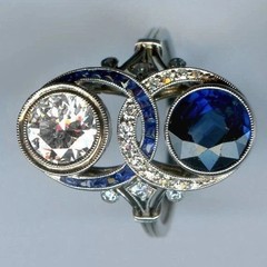 Vintage Timeless Art Deco Sapphire LabCreated Diamond Engagement 925 Silver Ring
