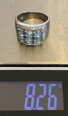 925 Sterling Silver Sky Blue Glacier Topaz Ring Wide Stacked Gemstone Band sz 7
