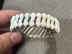 Vintage Silver Tone White Rhinestone Expandable Bracelet