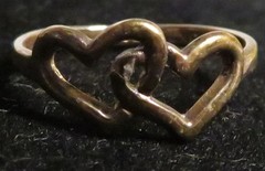 Vintage Used Two Hearts Together 18K HGF Ring Size 4.75 Tiny Pinky Unbranded GUC