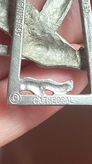 Cathedral Figural Aquarius Woman Horoscope Pewter Necklace Vintage 1970th