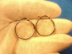 3 PAIRS OF STERLING SILVER EARRINGS: CZ HOOPS, STUDS/DROPS; GOLD PLATED HOOPS