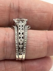 Vintage Style Milgrain Wedding Ring 2.2 Ct Simulated Diamond 14k White Gold Over