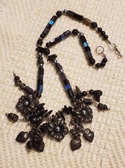 Vintage Roxsann Chunky Charm Necklace 1980s Designer Floral Multitone EXCELLENT
