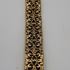 Vintage Gold Tone Filagree Link Open Work Slide Over Woven 7″ Mesh Bracelet Gift
