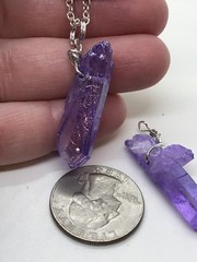 Purple Quartz Sculpted Hexagon Point Pendant Tibetan Silver 18″ Necklace D-1316