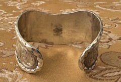 Vintage Premium Western Hand Engraved Sterling Silver Signed Moses Cuff Bracelet