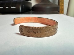 Vintage Solid Copper Cuff Bangle Bracelet Southwest Design By Bell