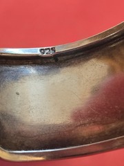Vtg 70s Modernist Southwst .75″ Wide Sterling 925 Cuff Bracelet & Teal Acrylic?
