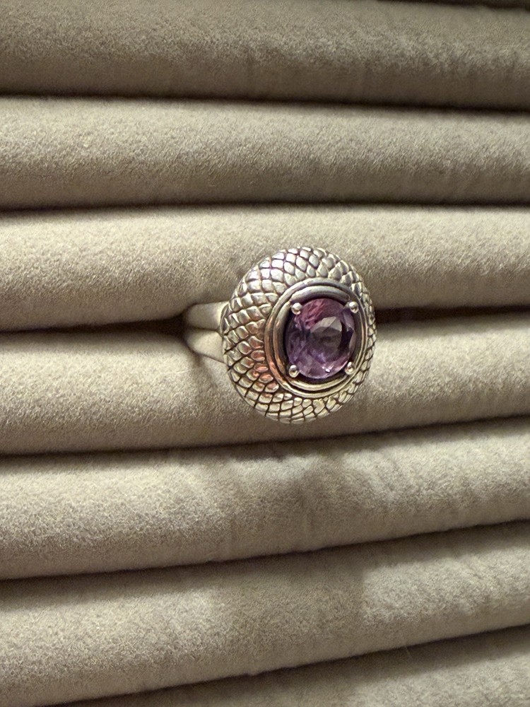 Vintage Ross-Simons Amethyst In Sterling Silver Dome Statement Ring Size 8