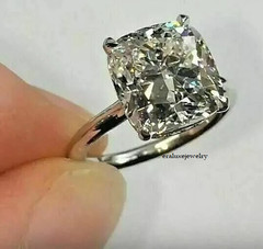 4.50Ct Cushion Cut Lab Created Engagement 14K White Gold Plated Solitaire Ring