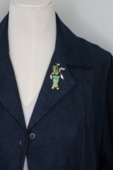 1950s Gumps 14K Gold Carved Jade Pearl Diamond Brooch(21059-NRTHH)